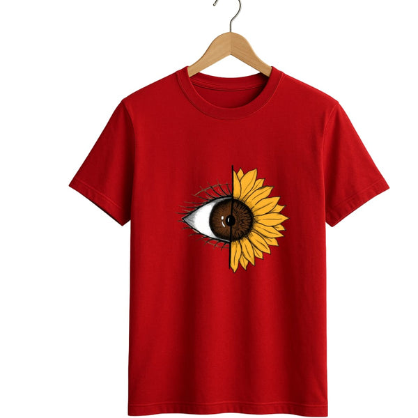 Sunflower Eye Surrealist Graphic Tee - round neck Fit
