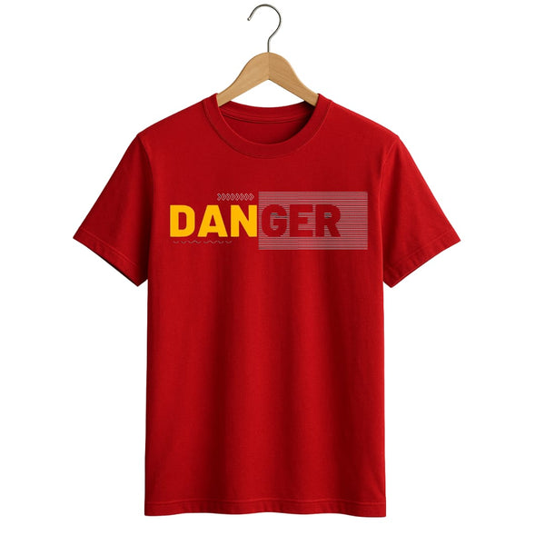 DANGER Graphic Print Oversized T-Shirt - Bold Red