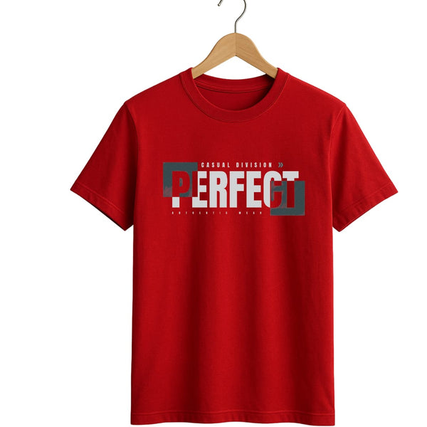 Perfect Typography round neck Streetwear Tee – Bold Red