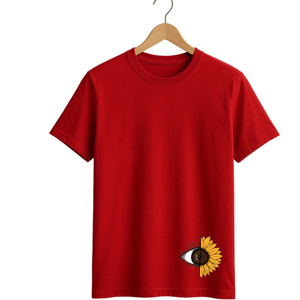 Sunflower Eye Surrealist Graphic Tee - round neck Fit