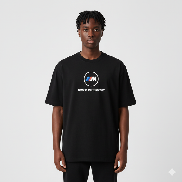 Black Oversized T-shirt with BMW motorsport design