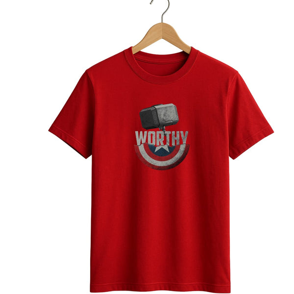Worthy Avenger Graphic round neck T-Shirt – Crimson Red Edition
